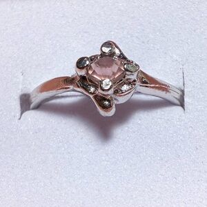 Rhinestone silver plated ring